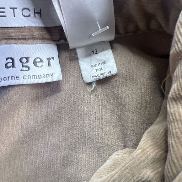 Villager Womens Corduroy Jacket 12 Beige Stretch Button Front Classic Retro Y2K - Picture 8 of 12